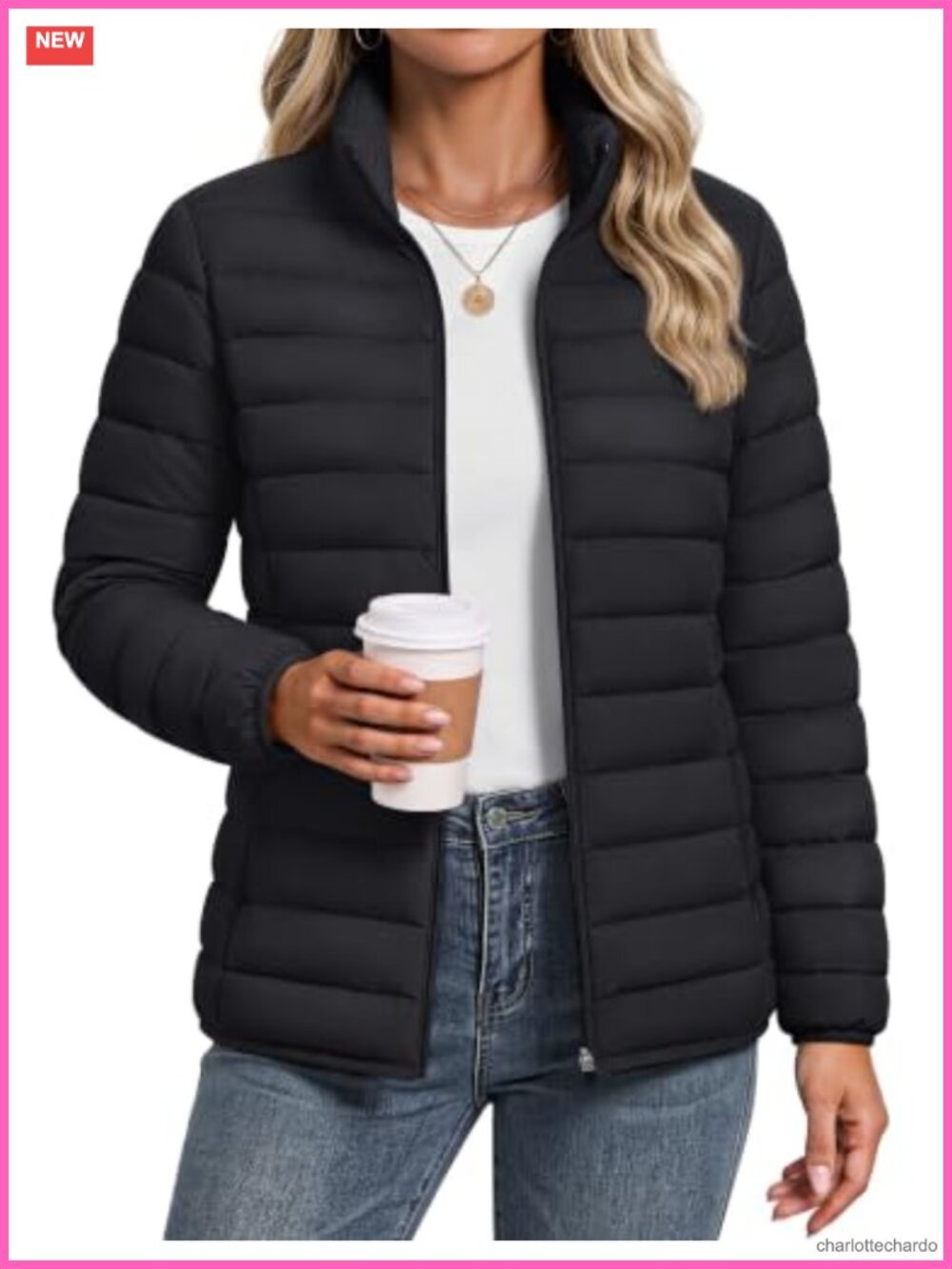 Women's Quilted Puffer Jacket Lightweight Winter Coat Zip Pockets